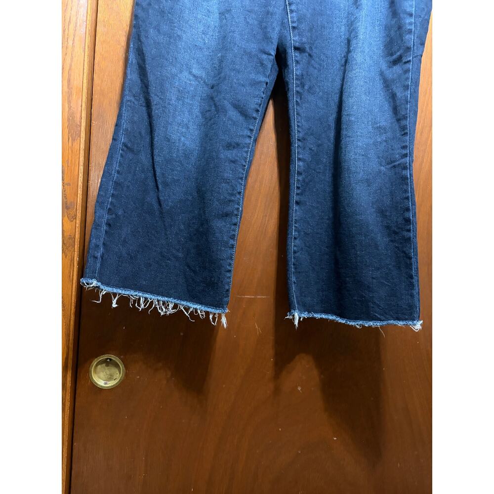 Judy Blue 18W Women's Dark Wash Cropped Straight Leg Jeans Raw Hem Stretch - Picture 2 of 5